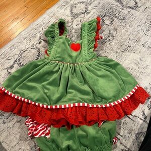 Adorable Green and Red Kids Dress